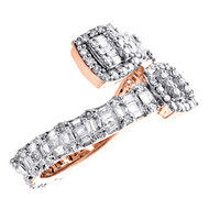 10K Rose Gold Baguette Diamond Bypass Eternity Cocktail Right Hand Ring 1 Ct.