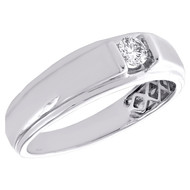 10K White Gold Solitaire Diamond Men's Wedding Band Anniversary Ring 1/4 Ct.