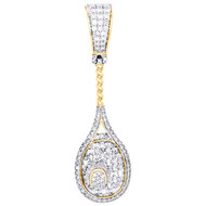 10K Yellow Gold Baguette Diamond Tennis Ball & Racket Pendant 1.85" Charm 1 CT.