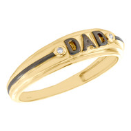 10K Yellow Gold Round Diamond Father Dad Ring 6mm Enamel Wedding Band 0.014 CT.