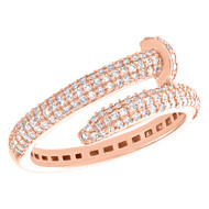 10K Rose Gold Round Diamond Spiral Nail Statement Band 9mm Pave Ring 1/2 CT.
