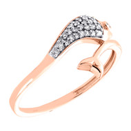 10K Rose Gold Diamond Dolphin Tail Bypass Women's Right Hand Ring 1/10 Ct.