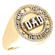 10K Yellow Gold Round Diamond DAD Statement Tiered Pinky Ring 19mm Band 1/3 CT.