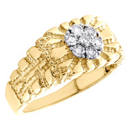 10K Yellow Gold Diamond Nugget Ore Flower Cluster 10mm Pinky Ring Band 1/2 CT.