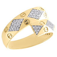 10K Yellow Gold Round Diamond Fancy Bypass 13mm Statement Ring Pave Band 5/8 CT.