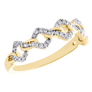 10K Yellow Gold Diamond Square Cuban Link / Infinity Ring Stackable Band 0.20 Ct
