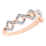 10K Rose Gold Diamond Square Cuban Link / Infinity Ring Stackable Band 0.20 Ct.