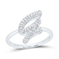 10k White Gold Genuine Diamond Women's Cursive Letter G Initial Band Ring 1/3 CT