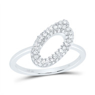 10k White Gold Genuine Diamond Women's Cursive Letter O Initial Band Ring 3/8 CT