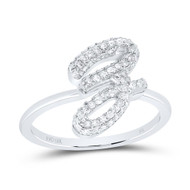 10k White Gold Genuine Diamond Women's Cursive Letter Z Initial Band Ring 3/8 CT