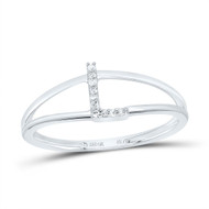 10k White Gold Genuine Diamond Women's Block Letter L Initial Split Ring 0.03 CT