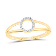 10k Yellow Gold Genuine Diamond Women Block Letter O Initial Split Ring 1/20 CT