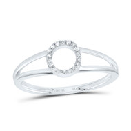 10k White Gold Genuine Diamond Women's Block Letter O Initial Split Ring 1/20 CT