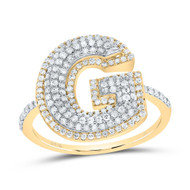10k Yellow Gold Genuine Diamond Women's Block Font Letter G Initial Ring 5/8 CT