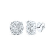 925 Sterling Silver Real Diamond 10mm 4 Prong Halo Circle Stud Earrings 1/3 CT