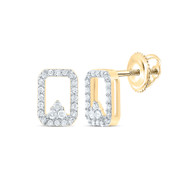 10K Yellow Gold Diamond Women's 7mm Triangle in Rectangle Stud Earrings 1/6 CT