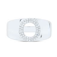 Sterling Silver Genuine Diamond Men's Block Letter O Initial Pinky Ring 1/8 CT
