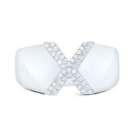 Sterling Silver Genuine Diamond Men's Block Letter X Initial Pinky Ring 1/8 CT