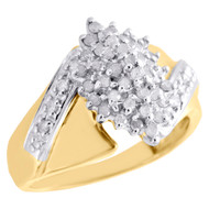 10K Yellow Gold Diamond Cluster Marquise Right Hand Ladies Cocktail Ring 0.50 CT