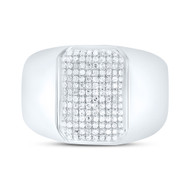 925 Sterling Silver Genuine Diamond Knife Edge Domed Octagon Pinky Ring 1/2 CT