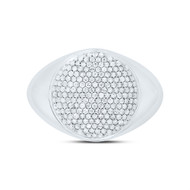 925 Sterling Silver Genuine Diamond 17mm Cluster Domed Oval Pinky Ring 5/8 CT