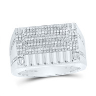 925 Sterling Silver Genuine Diamond Screw Top Cluster Faceted Pinky Ring 1/3 CT