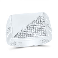 925 Sterling Silver Genuine Diamond Modern Polished Cluster Pinky Ring 1/3 CT