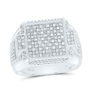 925 Sterling Silver Natural Diamond Square Top Octagon Halo Pinky Ring 1/3 CT