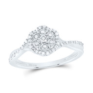 925 Sterling Silver Genuine Diamond Criss Cross Bypass Flower Halo Ring 1/5 CT