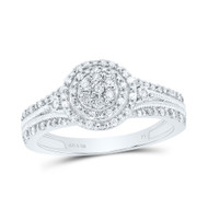 925 Sterling Silver Real Diamond Braided Triple Round Halo Cocktail Ring 1/5 CT