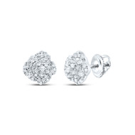 10K White Gold Genuine Diamond Women's 7mm Flower Rose Stud Earrings 1/5 CT