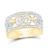 925 Gold Plated Genuine Diamond Swirl 'S' Infinity Band Anniversary Ring 1/2 CT