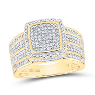925 Silver Gold Plated Real Diamond Cluster 3D Square Halo Cocktail Ring 1/2 CT