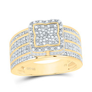925 Silver Gold Plated Diamond Cluster 3D 4 Leaf Floral Cocktail Ring 1/2 CT