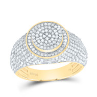 925 Silver Gold Plated Real Diamond Cluster Tiered Halo Cocktail Ring 1.25 CT