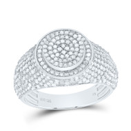 925 Sterling Silver Real Diamond Domed Cluster Tiered Halo Cocktail Ring 1.25 CT