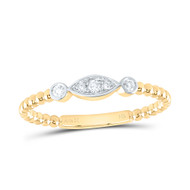 14K Yellow Gold Real Diamond Band Circle Oval Evil Eye Anniversary Ring 1/12 CT