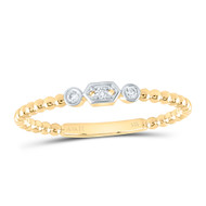 14K Yellow Gold Diamond Band Circle & Oblong Hexagon Anniversary Ring 1/20 CT
