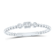 14K White Gold Diamond Band Circle & Oblong Hexagon Anniversary Ring 1/20 CT