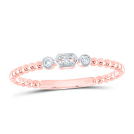 14K Rose Gold Real Diamond Band Circle & Oblong Hexagon Anniversary Ring 1/20 CT