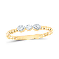 14K Yellow Gold Natural Diamond Band Circle & Teardrop Anniversary Ring 1/12 CT