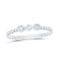 14K White Gold Natural Diamond Band Circle & Teardrop Anniversary Ring 1/12 CT