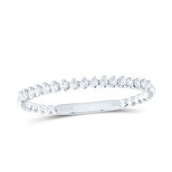 14K White Gold Real Diamond 2mm Bead Band Classic 1 Row Anniversary Ring 1/6 CT