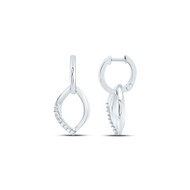 925 Sterling Silver Diamond Women's Wavy Pointed Oval Dangler Earrings 1/8 CT