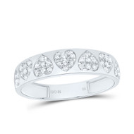 10K White Gold Natural Diamond Women's Love | Heart Ring Anniversary Band 1/6 CT