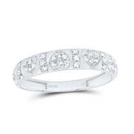 10K White Gold Natural Diamond 4mm Bar Love Heart Ring Anniversary Band 1/6 CT