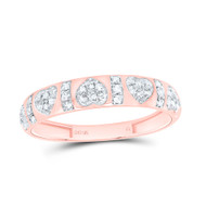 10K Rose Gold Natural Diamond 4mm Bar Love Heart Ring Anniversary Band 1/6 CT