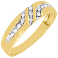 Diamond Wedding Band 10K Yellow Gold Round Cut Men's Anniversary Ring 0.12 Ct.