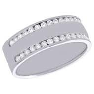 14K White Gold Channel Set Diamond Wedding Band 2 Row Anniversary Ring 0.50 CT.