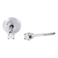 14K White Gold Diamond Round Solitaire 2mm Stud Earrings 0.05 Ct.